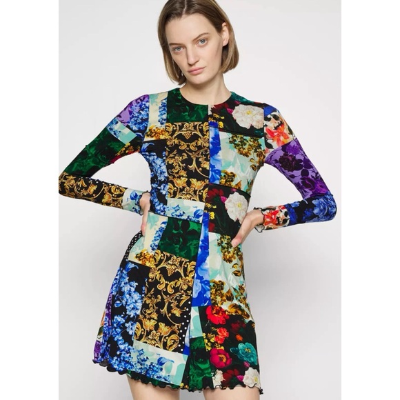 🌸SOLD🌸Alice + Olivia Delora Petals Patchwork Fitted Mini Dress - Picture 2 of 11